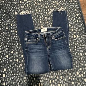 Paige jeans, size 24, frayed bottom, excellent condition.